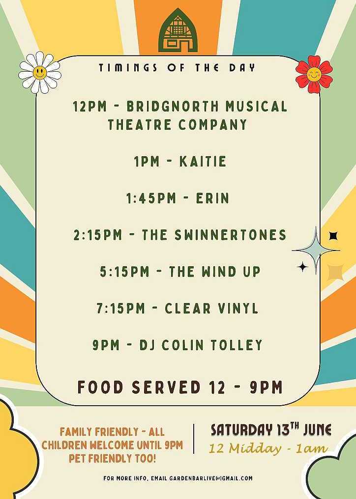 Garden Bar Festival timings